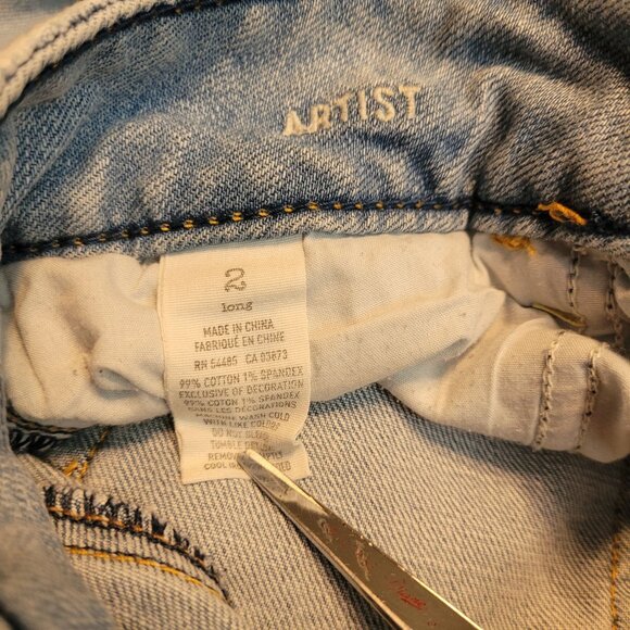 American Eagle Jeans 2 L Artist Flare Low Rise Light Wash Stretch Boho Western - Picture 4 of 11